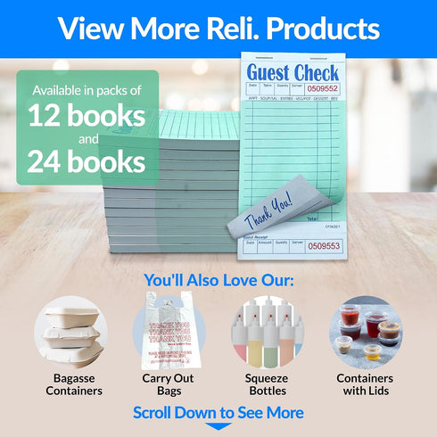 by Reli. (24 Pack, 50 Reli. Server Note Pads Sheets/Pad) Guest Check Books for Servers | Note Pads for Waitress