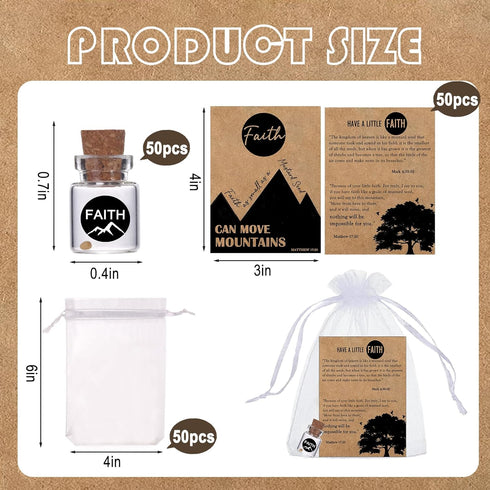 Qpige 50 Men(Circle-50) Bulk Have a Little Faith Card Christian Gifts for Women, School Church Wedding Baptism Unique