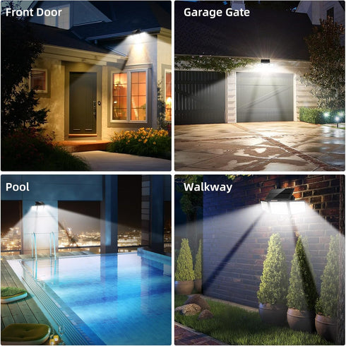 2500LM Sensor,3 270 IP65 3 Modes(Non-Remote,2 daphino Solar Lights Outdoor with Motion Head Wide Angle Street Area