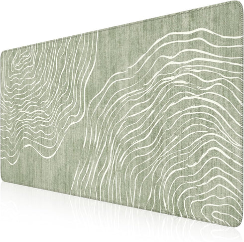 iCasso Desk Cover Mat Green,Extra Large Mouse Pad for Laptop,Anti-Slip Keyboard Pad with Stitched Edges,Cute Girly