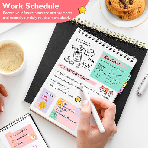 Sticky Notes Set, Post Self-Stick Notes Pads for Journaling, Office Supplies, College Essentials for High School
