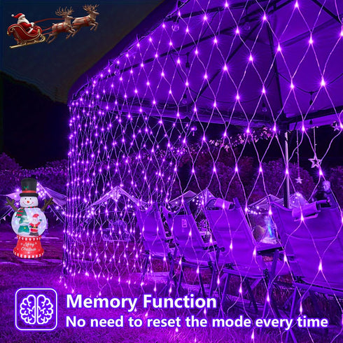 360 12ft 5ft 8 QITONG Purple Net Lights Outdoor Mesh Lights, LED x Christmas Net Light with Modes, Clear Wire Bush