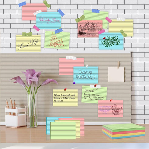 COLOGN 100 Count 3x5 Inch 4 (25 Colored Index Cards Ruled Flashcards Notecards Color Sheets Each),Lined Study Card