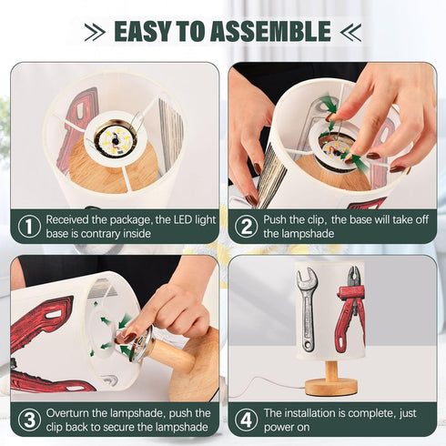 Glaphy Hammer Wrench Pliers Tools Table Lamp Nightstand Lamp with USB Port Bedside Desk Lamps for Home Living Room