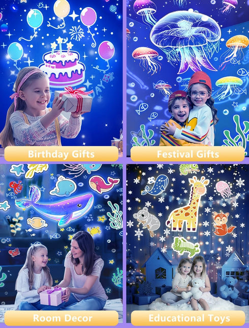 Eigther 21 Sets 360 of Films + Projector Night Light for Kids, Kids Night Light Projector for Bedroom, Ceiling, Star