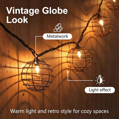 TWINKVILLA 10 Bulbs, Decorative String Lights Indoor Outdoor, Patio Lantern Style String Lights with Warm White Mini UL