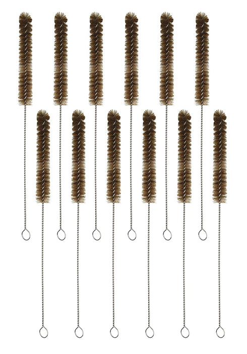 EISCO 12PK Bristle Cleaning Brushes with Fan-Shaped Ends, 9.25" - Twisted Stainless