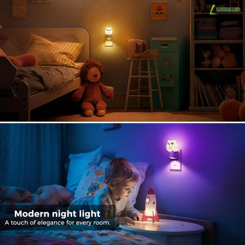 3D 3000K, 3 L LOHAS LED Night Light for Kids, Owl Night Light Plug in, Dusk to Dawn Nursery Night Lights, RGB+Soft