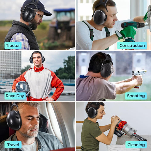SNR 35dB Noise Cancelling Ear Muffs, Ear Protection for Mowing, Hearing Protection for Autism, Shooting