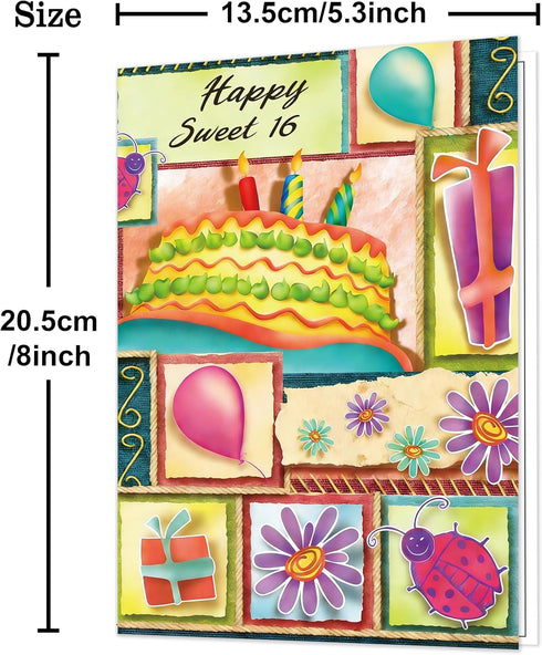 IDU 16th Card,16th 16 16 Girls,16 Birthday Birthday Gifts & Decorations for Girls,Sweet Party Decorations,Sweet Gifts