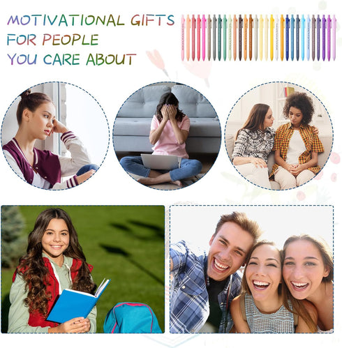 Janlaugh 30 Pcs Inspirational Pens Bulk, Motivational Ballpoint Pens with Stylus Tip, Funny Positive Gifts for Office,