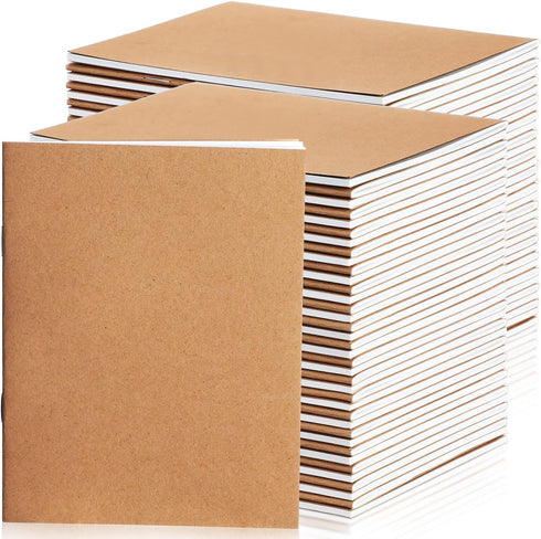 Epakh 100 Pack Mini Kraft Paper Notebook, Unlined Pocket Kraft Notebook, 48 Pages, 4.25 x 5.5 Inch Travel Journal