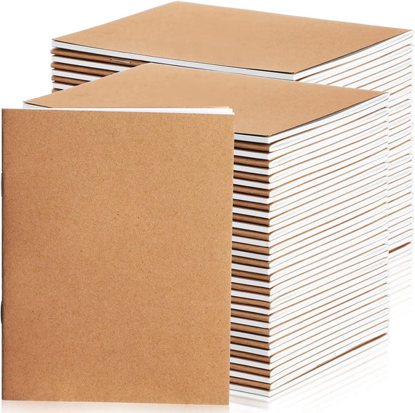 Epakh 100 Pack Mini Kraft Paper Notebook, Unlined Pocket Kraft Notebook, 48 Pages, 4.25 x 5.5 Inch Travel Journal
