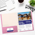 Better Office Products Pink Paper 2 Pocket Folders with Prongs, 50 Pack, Letter Size with 3 Metal Prong Clips
