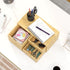 Bamboo Desk Organizer with Drawers, Mini Tabletop Storage Container for Home Office, No Assembly Required