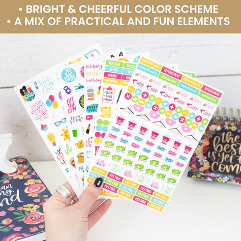 bloom daily planners Productivity Stickers, Variety Sticker Pack with Six Sheets