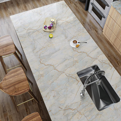 VaryPaper 15.7"x78.7" Glossy Marble Contact Paper, Waterproof Peel and Stick Wallpaper for Kitchen Cabinets