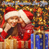 LCZLUMIPRO Christmas Flameless Gift Box Candle Hand-Painted Real Wax LED Candle with Remote Timer Battery Operated Blue