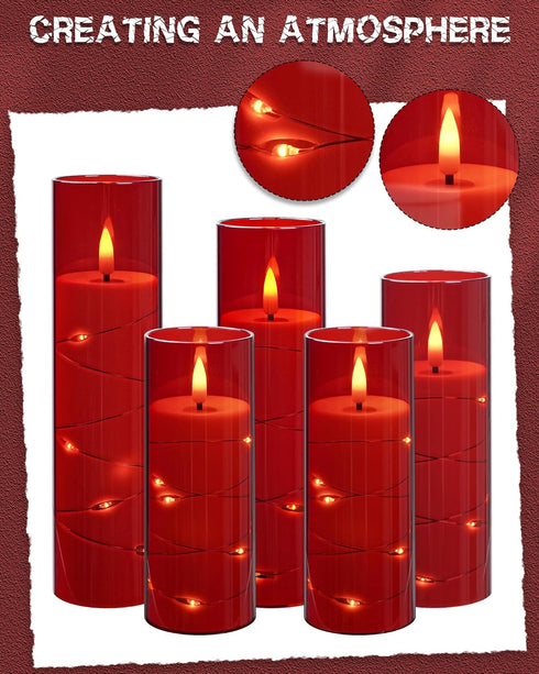 5 11-Key 24-Hour Da by Flameless Candle Light, Battery Candle with recessed String Light, flameless Candles with Remote