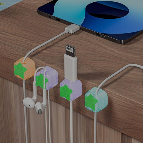 Frayot (3Pack-Star) Cable Clips for Nightstand,Cord Holder Organizer with DIY Surface Design