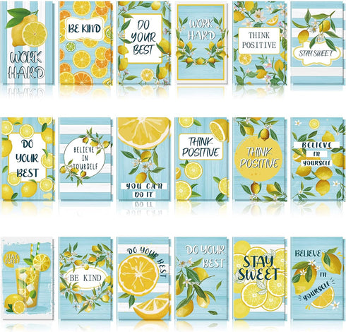 Geyee 36 Pieces Mini Notebooks, Lemon Pocket Notepads, Small Motivational Journals for Office School Travel Supplies