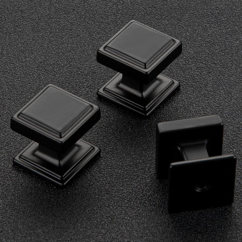 Home Expert Black Cabinet Knobs 5 Pack - Square Black Knobs for Kitchen Cabinets and Drawers, Matte Black Drawer Pulls