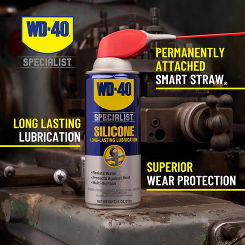 WD-40 2 Twin-Pack, 11 OZ Specialist Silicone Lubricant with Smart Straw Sprays Ways