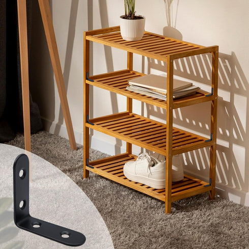 12 1" 0.6" 1" MY MIRONEY Pcs Shelf Bracket Black L Brackets Stainless Steel L Corner Brace x x Angle Wall Hanging