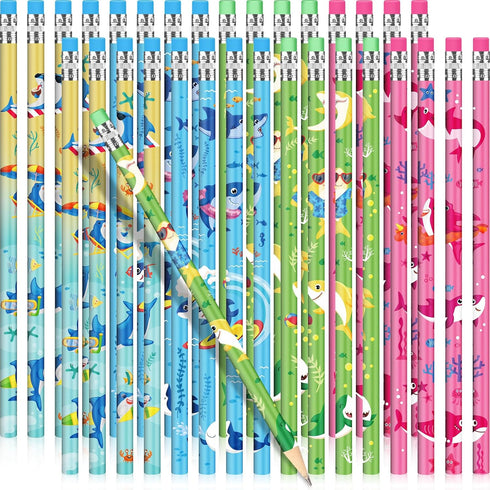 Geyee 36 Pcs Space Pencils for Kids, Assorted Shark Novelty Wood Pencils for Classroom Supplies