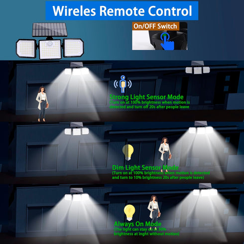 siarenomo Lights,2500LM 167 LightsIP65 Waterproof270Wide 3 Modes3 (2) Solar Outdoor LED Motion Sensor Outdoor Angle