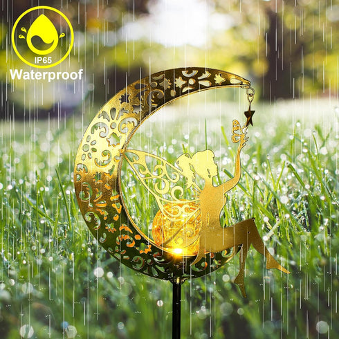 ZKLiLi Solar Lights Garden Decorations,Moon Fairy Light,Solar Statues Outdoor Decor,Warm LED Light for Pathway Lawn