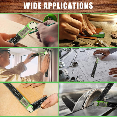 Digital Angle Finder Protractor, 2-in-1 Miter Saw Protractor, 7 Inch/200mm ABS Ruler for Woodworking, Metalworking,