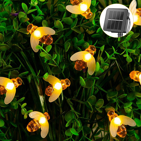 Brightown Solar Bee String Lights Outdoor 31FT 50 LED Honeybee Fairy Lights