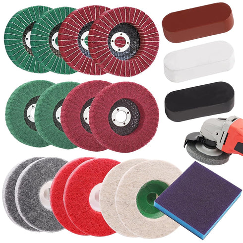 18Pcs 4 Inch Buffering Wheels Polishing Kit with Compound for Angle Grinder,Includes
