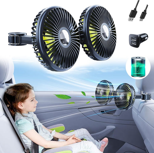 Battery Fan for Car Backseat - Rechargeable Car Fan for Backseat Kids