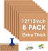 SVOPY 8-Pack Square Cork Bulletin Board Tiles - Extra Thick 12x12 Inches for Home Office Decor and Display