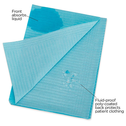 500 Pack 18" 13", 3 500 Practicon Classic Mix Disposable Patient Bibs, x Ply Waterproof Paper Bib Sheet with Poly Back