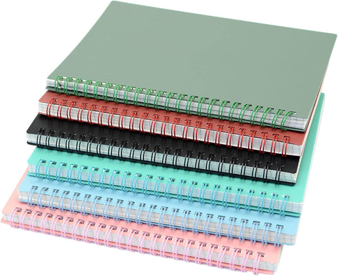 Yansanido 6 Pcs A5 Spiral Notebook, Thick Plastic Hardcover, 8mm Ruled, 80 Sheets - 160 Pages in 6 Colors