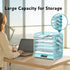 SUPEASY 6 Tier Paper Organizer with 4 Pen Holders, Mesh Desk Organizer Letter Tray with Handle, Blue