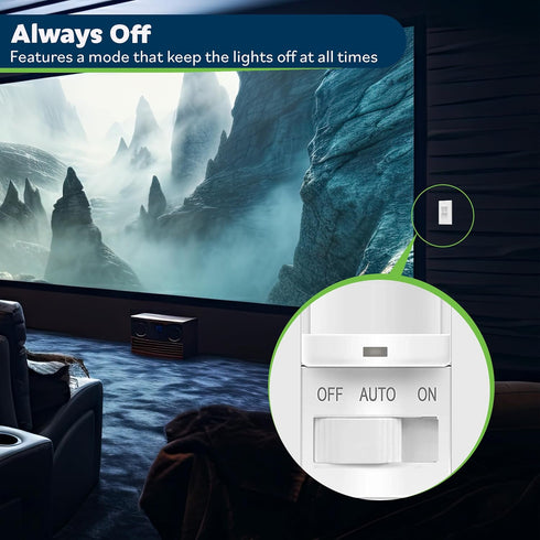 200W 150W TOPGREENER Occupancy/Vacancy PIR Motion Sensor Light Switch, CDS Sensor with Learning Function, No Neutral No