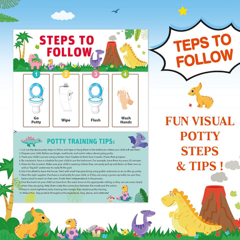 EUUBIRD 10 280 Dinosaur Potty Training Chart for Toddlers, Potty Training Sticker Charts with Reward Stickers, Potty