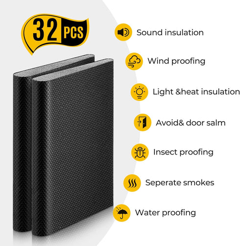 Zonon 16 Pieces Door Corner Seal Weatherstripping - Adhesive Corner Pads for Draft Protection (Black)