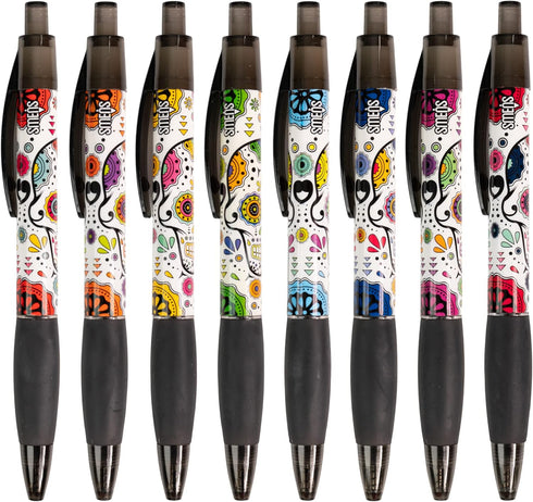 Sugar Skull Smens (2 Pack) - Scented Pens with Black Ink, Medium Point - 8 Count for Fun Writing
