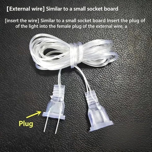 Tiosen Indoor Outdoor Extension Cord, White Transparent Cable Light Extender Wire, String Lights Power Plug Accessory