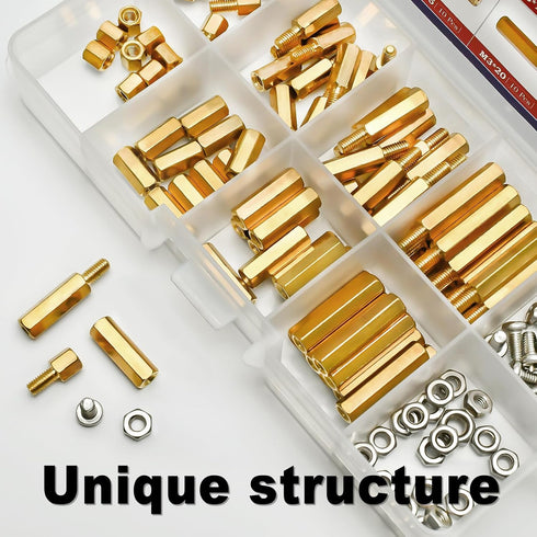 M2 M3 Hex Brass Standoff Spacers Nuts Screws Kit, 240pcs for DIY Computer Build, Electronic Projects