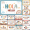 gisgfim 16 Pcs Spanish Words and Phrases Poster Set, Bulletin Board Study Spanish Classroom Decoration