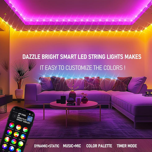 98FT 300 Dazzle Bright Smart Christmas String Lights, LED RGB Color Changing String Lights with Remote & App