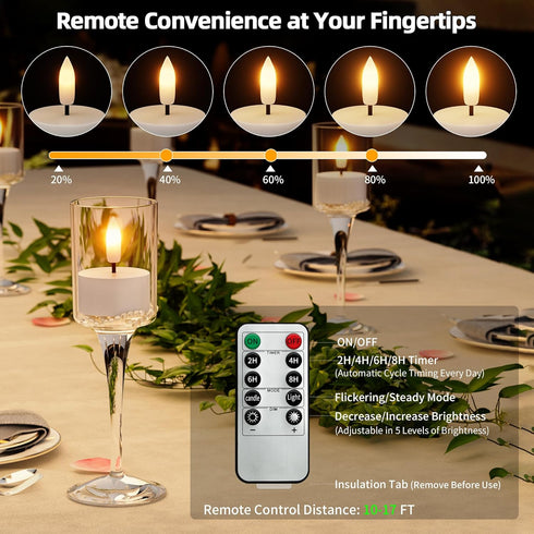 8Pcs Rechargeable Flameless Tea Lights Candles with Charging Station Battery Tea Lights with Remote & Timer LED