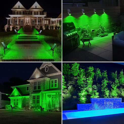 T-SUN Solar Spotlight LED Outdoor Wall Light, Green, IP65 Waterproof, 180 Adjustable, Auto-on/Auto-off for Garden,