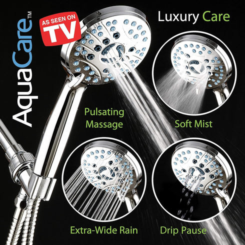 8-mode Nozzles, 6 AquaCare High Pressure Handheld Shower Head - Anti-clog Built-in Power Wash to Clean Tub, Tile